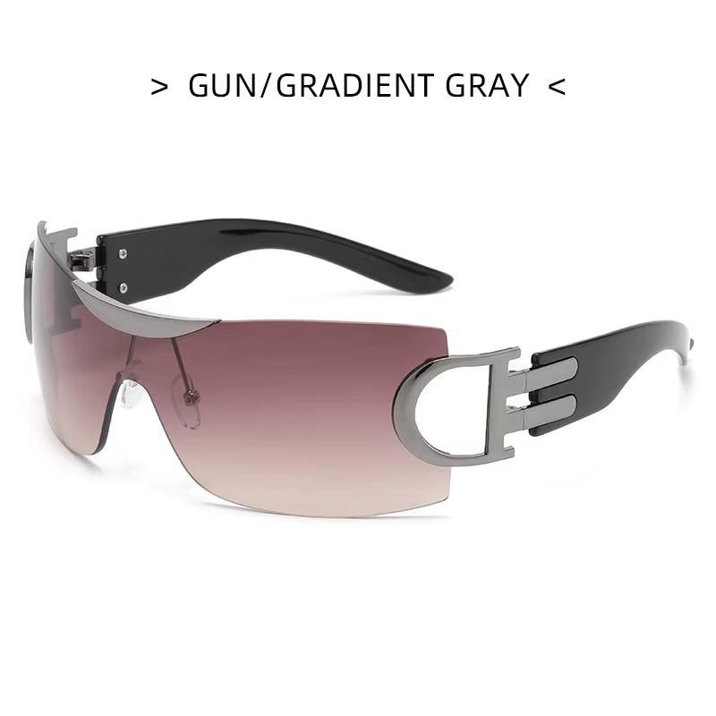 Oversize Sports Men'S Cycling Sun Glasses Punk One Piece Goggle Women 2000'S Brand Designer Sun Glasses Y2K Sunglasses