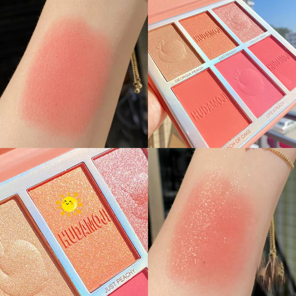 Six-Color Blush Highlighter Eyeshadow All-In-One Palette Glitter Makeup Highlight Palette Pink Brighten Natural Contour Blusher