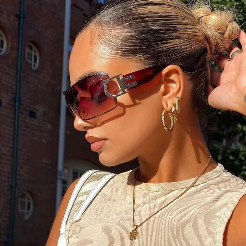 Oversize Sports Men'S Cycling Sun Glasses Punk One Piece Goggle Women 2000'S Brand Designer Sun Glasses Y2K Sunglasses