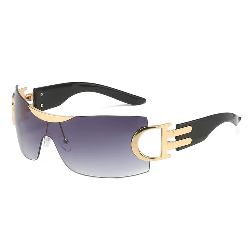 Oversize Sports Men'S Cycling Sun Glasses Punk One Piece Goggle Women 2000'S Brand Designer Sun Glasses Y2K Sunglasses