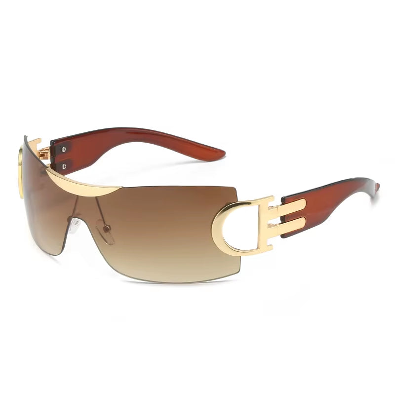 Oversize Sports Men'S Cycling Sun Glasses Punk One Piece Goggle Women 2000'S Brand Designer Sun Glasses Y2K Sunglasses