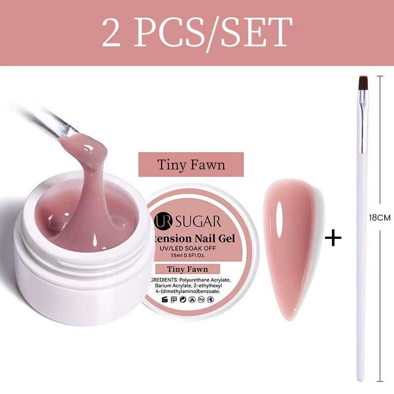 UR SUGAR 15Ml Extension Nail Gel Polish Nails Finger Form Clear Nude Pink Nail Art Camouflage Hard Gel Acrylic Nail Manicur