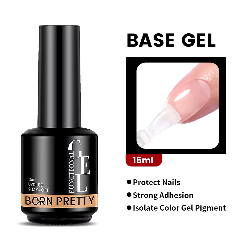 BORN PRETTY Milky Pink Rubber Base Gel Nail Polish Glitter 15Ml Semi-Permanent Varnish Soak off Self Leveling UV LED Gel