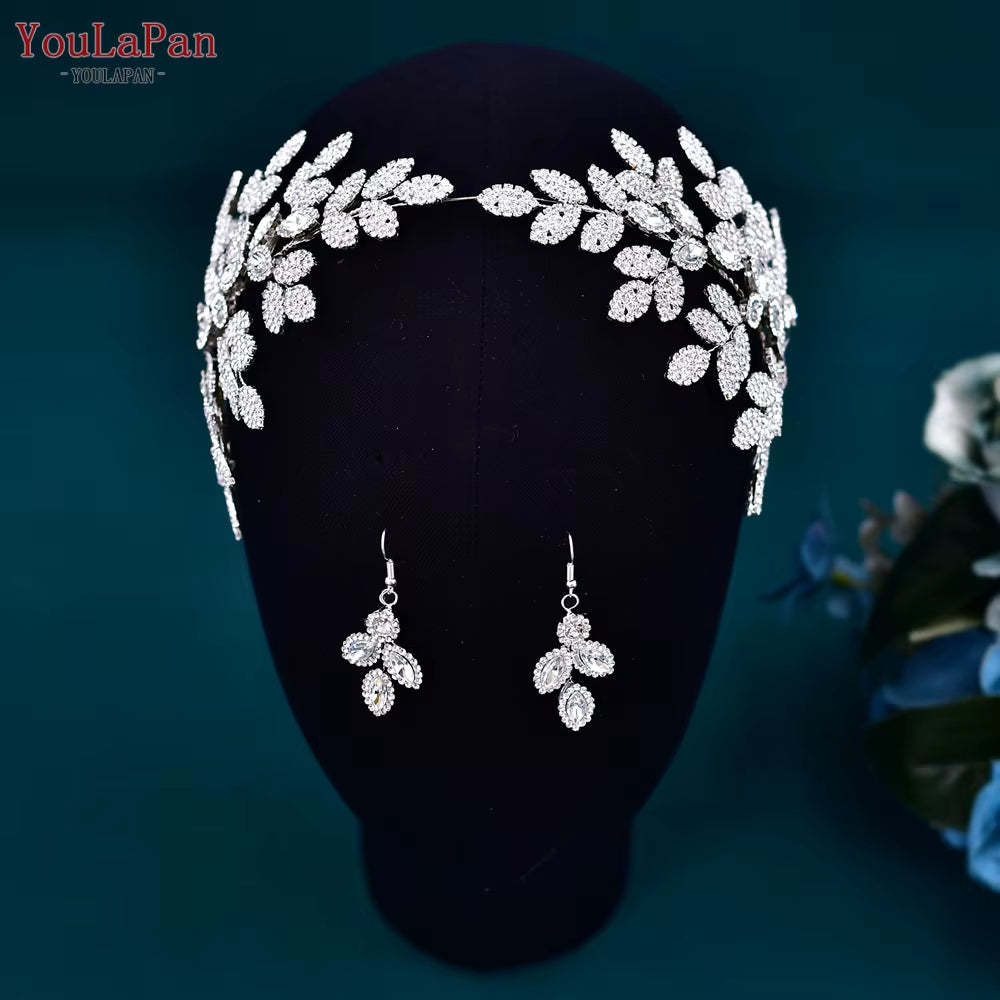 HP518 Bridal Headband Wedding Hair Accessories Alloy Leaf Headpiece Woman Pageant Jewelry Bride Headdress Hair Ornament
