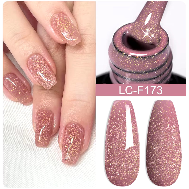 7ML Pink Glitter Nail Gel Polish Nude Natural Long Lasting Manicure Soak off UV LED Nail Art Base Top Coat Gel Varnish