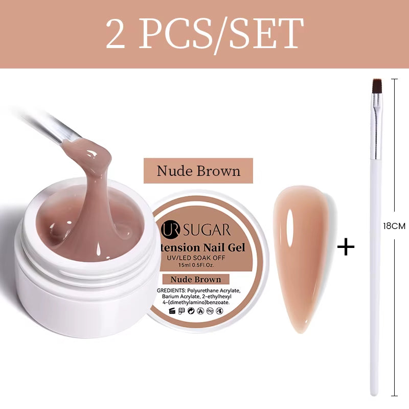 UR SUGAR 15Ml Extension Nail Gel Polish Nails Finger Form Clear Nude Pink Nail Art Camouflage Hard Gel Acrylic Nail Manicur