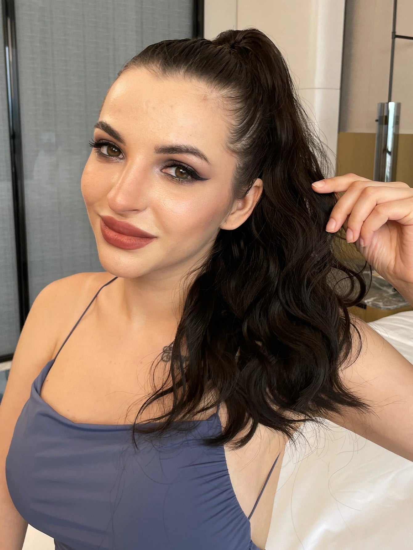 Claw Ponytail Extension Hair Accessories 18-20 Inch Long Natural Wave Heat Resistant Fiber Synthetic Ponytail Hairpiece for Women Daily Used Black Brown