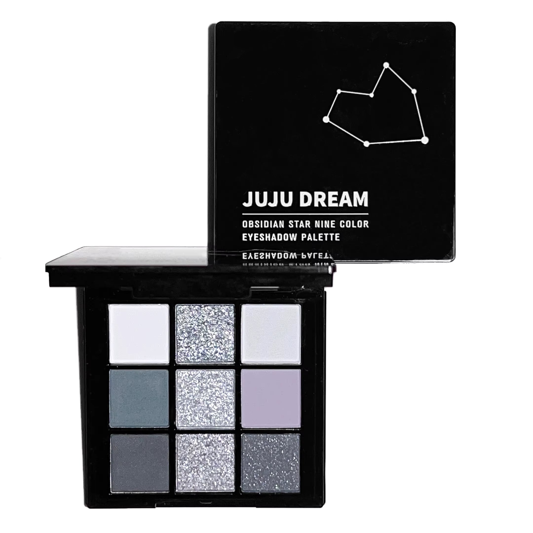 9-Shade Eyeshadow Palette: Black Swan, Smoky, Dark Black, Grey Silver Glitter, Matte Finish, Long-Lasting, and Easy to Color