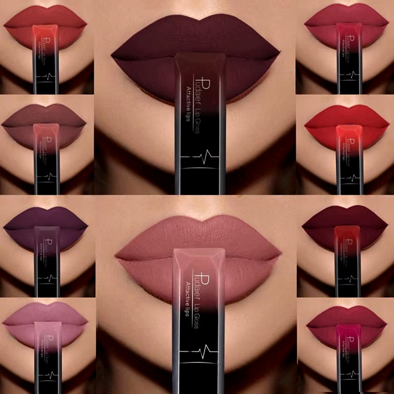 Pudaier 21 Color Lip Gloss Waterproof Matte Liquid Lipstick Moisturizing Lip Gloss Lip Makeup Beauty Cosmetics