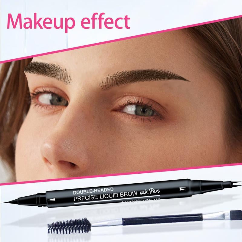 Dual-Ended Eyebrow Pencil - Long-Lasting Dark Brown Color for Natural-Looking Hair Brows Makeup Waterproof