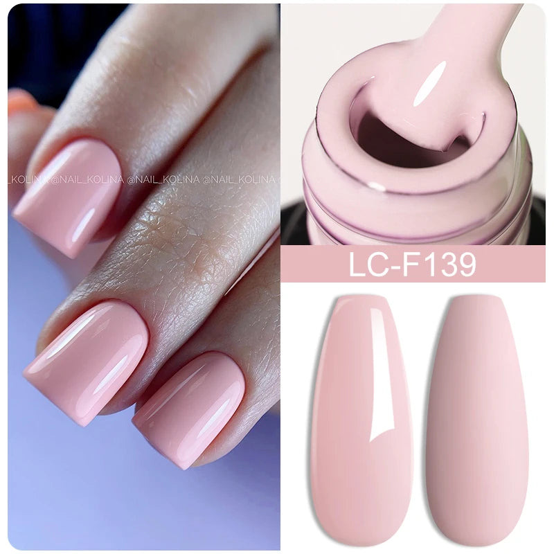 7ML Pink Glitter Nail Gel Polish Nude Natural Long Lasting Manicure Soak off UV LED Nail Art Base Top Coat Gel Varnish