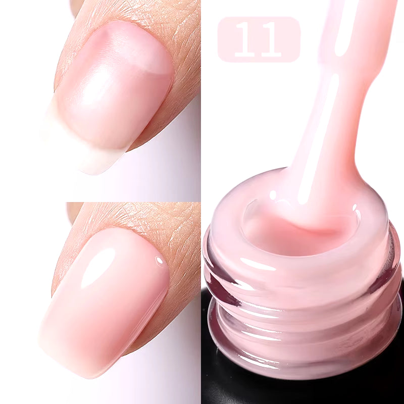 BORN PRETTY Milky Pink Rubber Base Gel Nail Polish Glitter 15Ml Semi-Permanent Varnish Soak off Self Leveling UV LED Gel