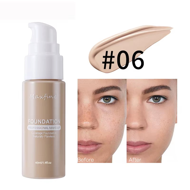 Liquid Foundation Long-Lasting Waterproof Oil Control Moisture Long-Lasting Concealer High Coverage Female Facial Cosmetics