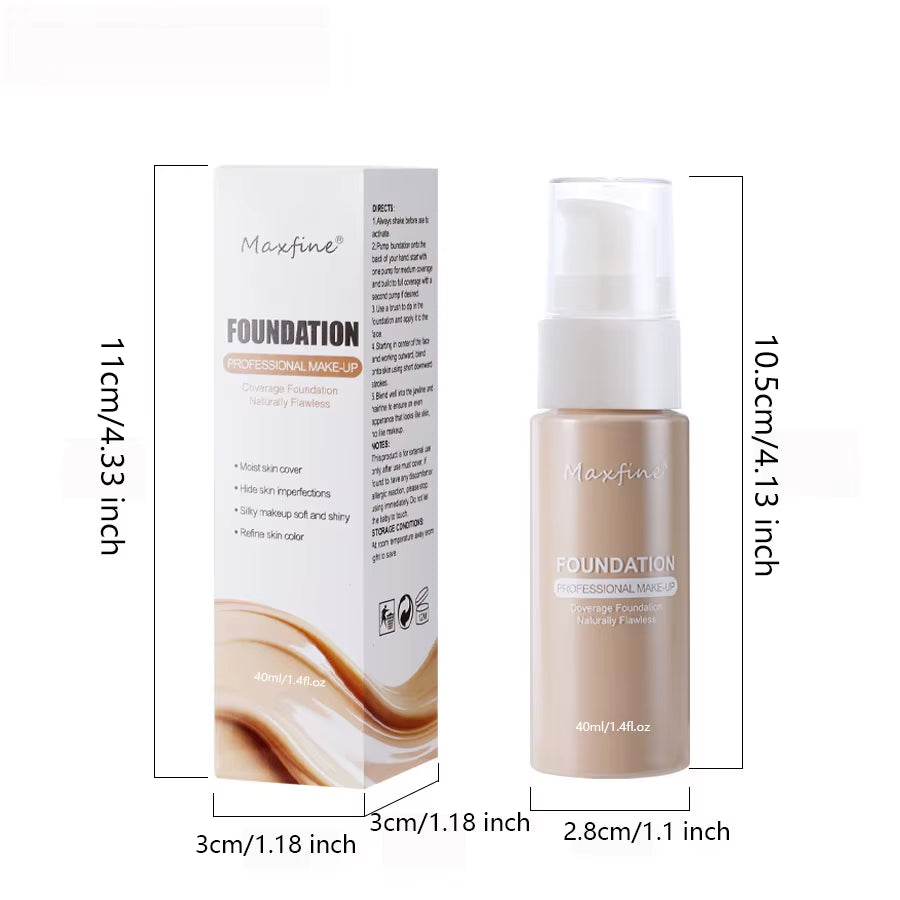 Liquid Foundation Long-Lasting Waterproof Oil Control Moisture Long-Lasting Concealer High Coverage Female Facial Cosmetics
