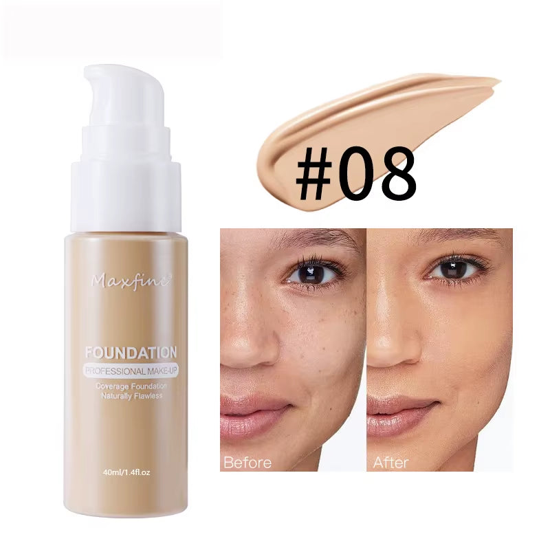 Liquid Foundation Long-Lasting Waterproof Oil Control Moisture Long-Lasting Concealer High Coverage Female Facial Cosmetics