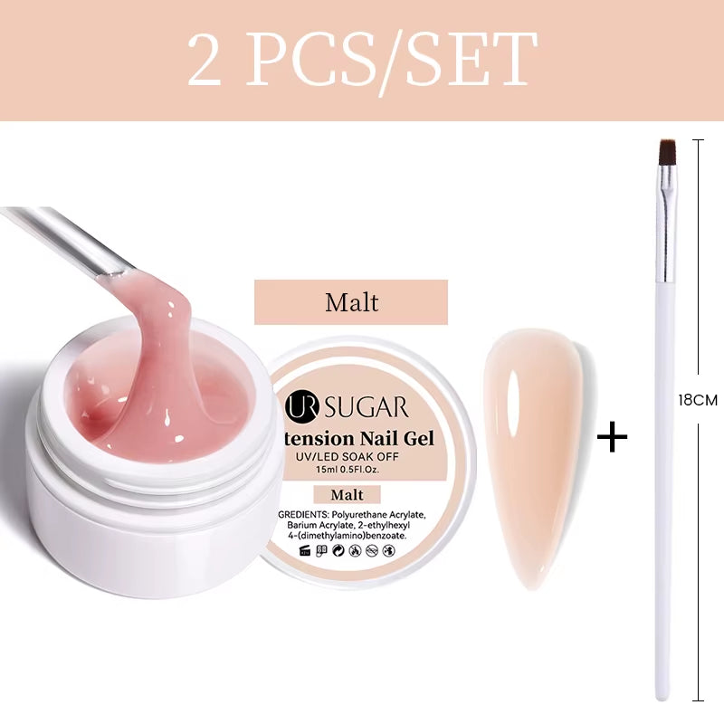 UR SUGAR 15Ml Extension Nail Gel Polish Nails Finger Form Clear Nude Pink Nail Art Camouflage Hard Gel Acrylic Nail Manicur