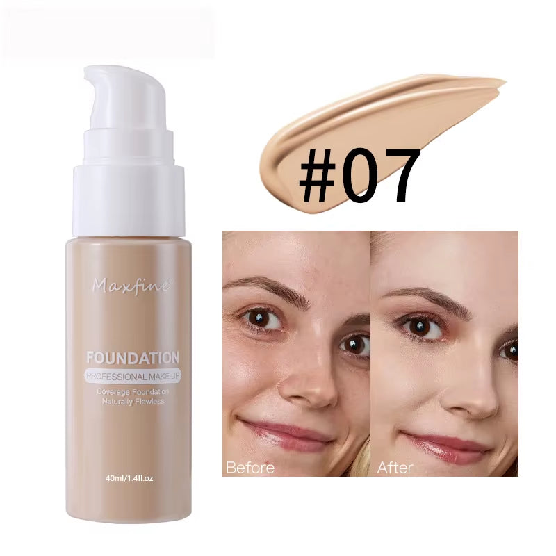 Liquid Foundation Long-Lasting Waterproof Oil Control Moisture Long-Lasting Concealer High Coverage Female Facial Cosmetics