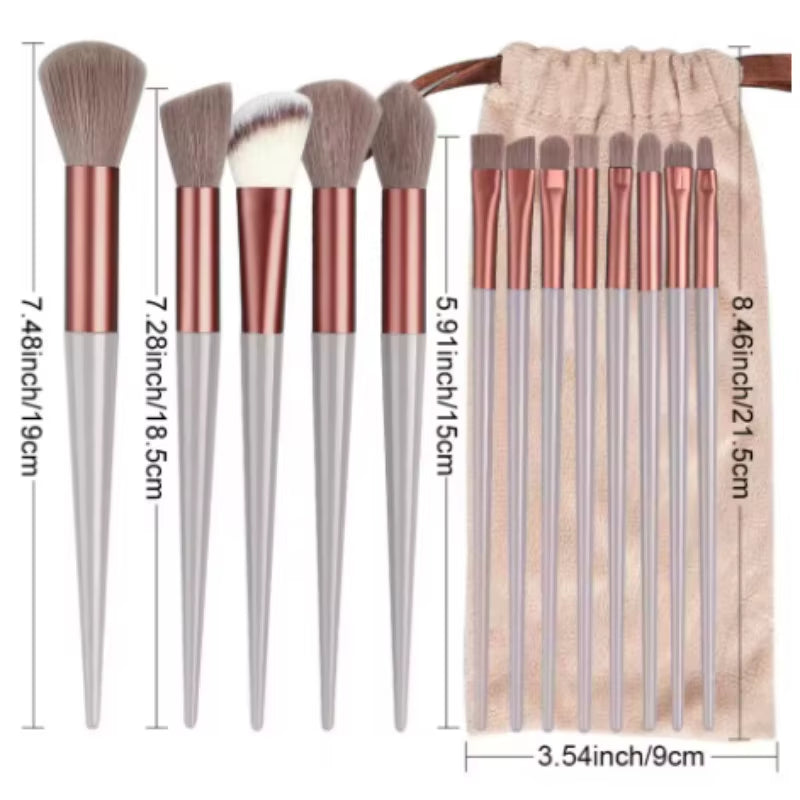 13-Piece Professional Yellow Makeup Brush Set with Ultra Soft Bristles for Foundation, Contouring, and Eye Makeup