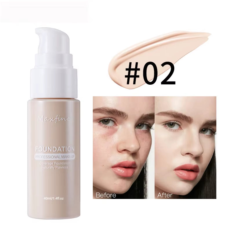 Liquid Foundation Long-Lasting Waterproof Oil Control Moisture Long-Lasting Concealer High Coverage Female Facial Cosmetics