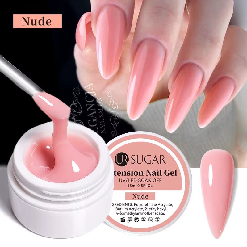UR SUGAR 15Ml Extension Nail Gel Polish Nails Finger Form Clear Nude Pink Nail Art Camouflage Hard Gel Acrylic Nail Manicur