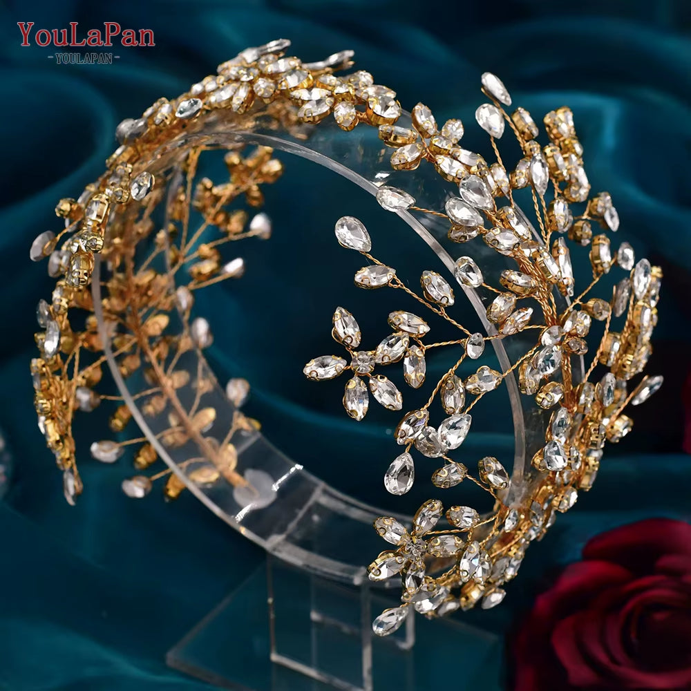 HP518 Bridal Headband Wedding Hair Accessories Alloy Leaf Headpiece Woman Pageant Jewelry Bride Headdress Hair Ornament