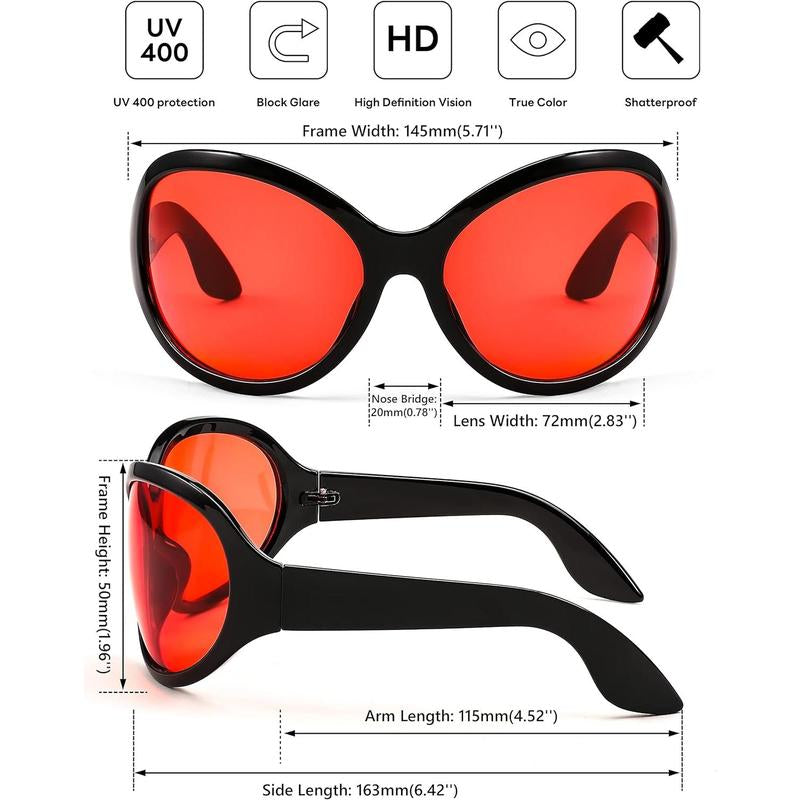 FEISEDY Women's Oversized Classic Oval Wraparound Sunglasses with Large Frame - Model B2391