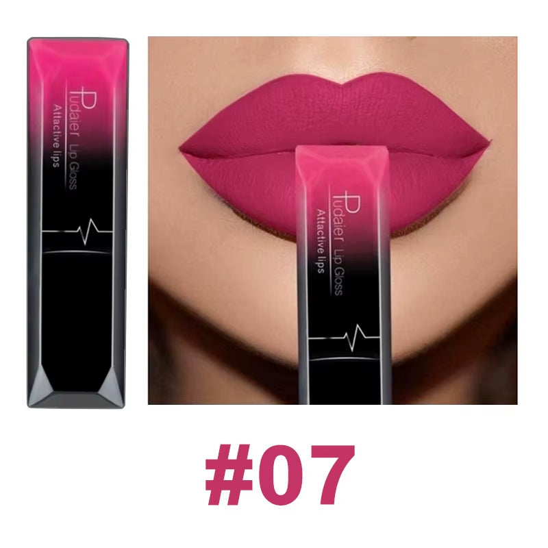 Pudaier 21 Color Lip Gloss Waterproof Matte Liquid Lipstick Moisturizing Lip Gloss Lip Makeup Beauty Cosmetics