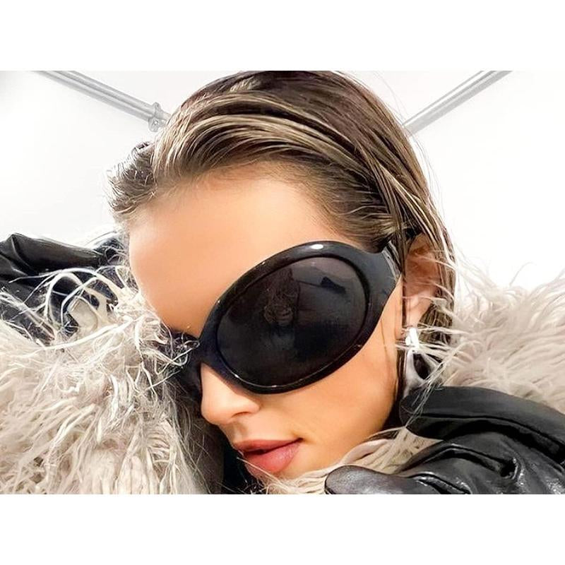 FEISEDY Women's Oversized Classic Oval Wraparound Sunglasses with Large Frame - Model B2391