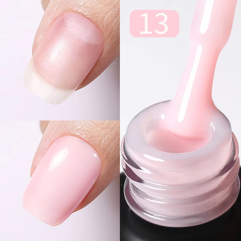 BORN PRETTY Milky Pink Rubber Base Gel Nail Polish Glitter 15Ml Semi-Permanent Varnish Soak off Self Leveling UV LED Gel