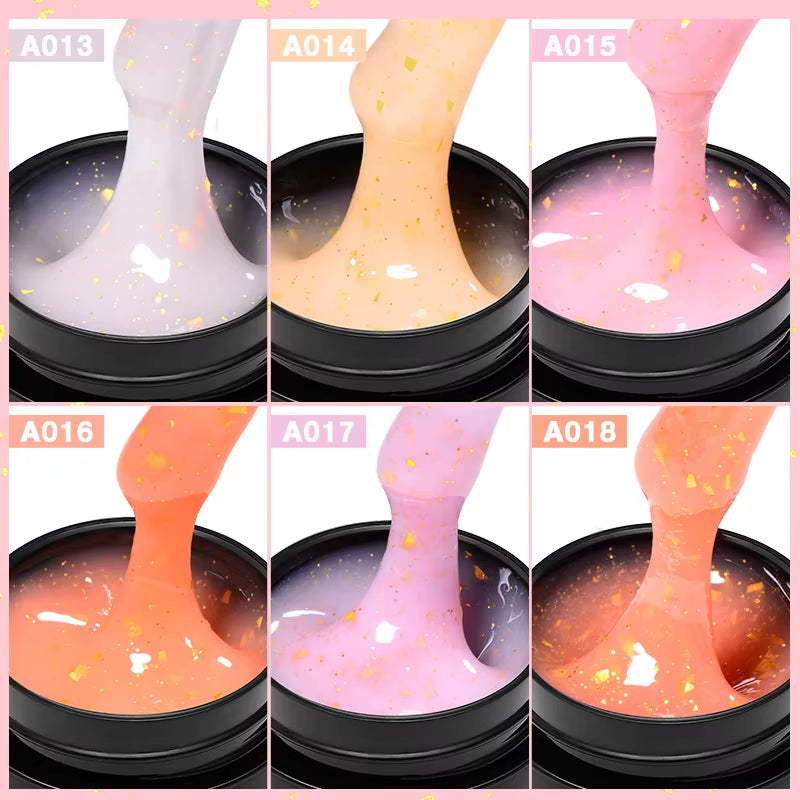 8Ml Gold Foils Quick Extension Gel Nail Polish Pink Nude Orange Glitter Finger Prolong Nail Art UV Hard Gel Nails