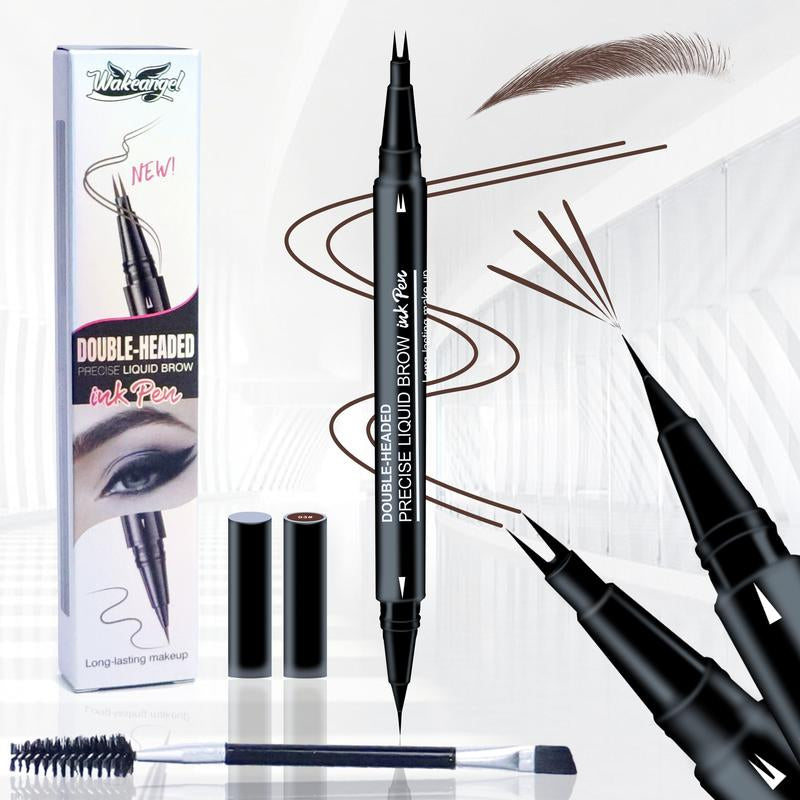 Dual-Ended Eyebrow Pencil - Long-Lasting Dark Brown Color for Natural-Looking Hair Brows Makeup Waterproof