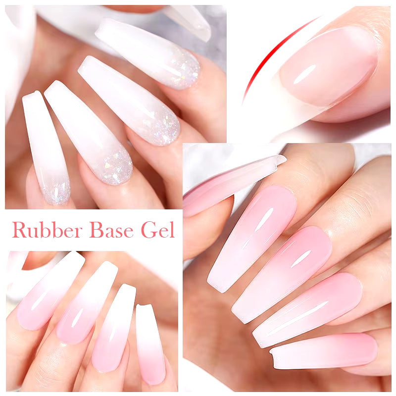 BORN PRETTY Milky Pink Rubber Base Gel Nail Polish Glitter 15Ml Semi-Permanent Varnish Soak off Self Leveling UV LED Gel