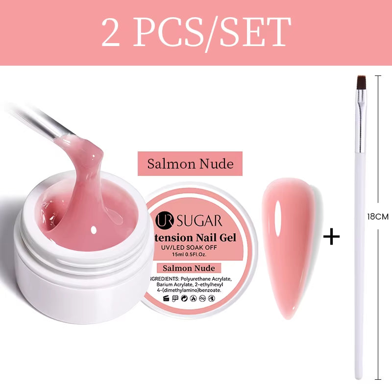 UR SUGAR 15Ml Extension Nail Gel Polish Nails Finger Form Clear Nude Pink Nail Art Camouflage Hard Gel Acrylic Nail Manicur