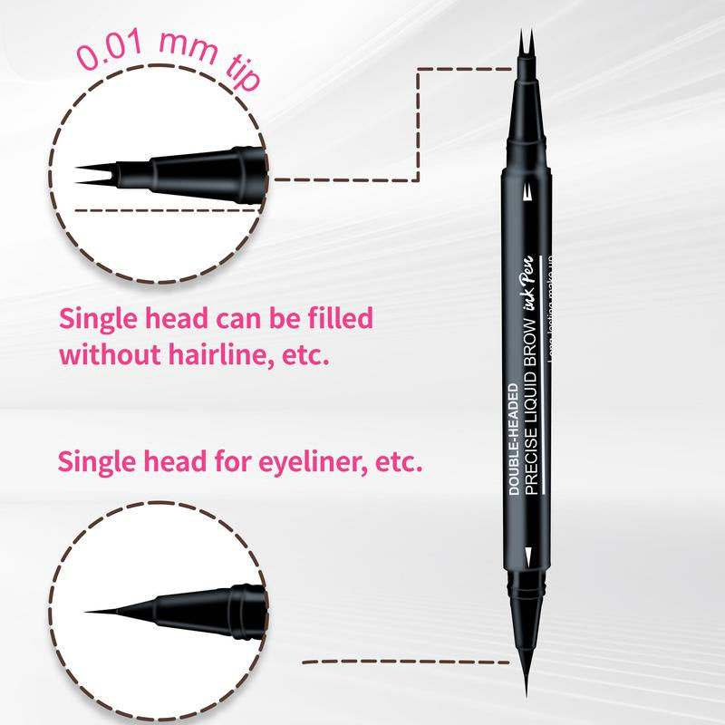 Dual-Ended Eyebrow Pencil - Long-Lasting Dark Brown Color for Natural-Looking Hair Brows Makeup Waterproof