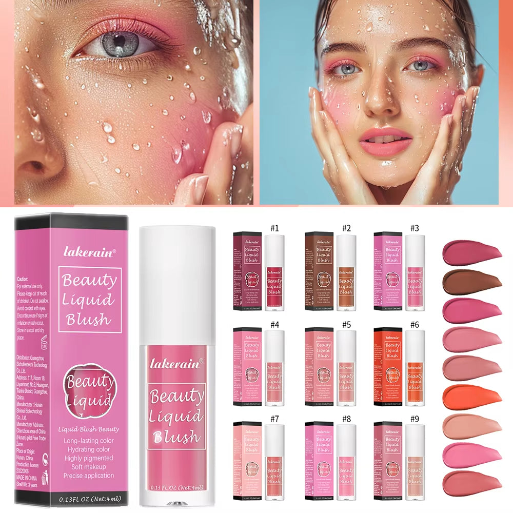 Beauty Liquid Blush Velvet Matte Blusher Face Pigment Lasting Waterproof Natural Cream Cheek Tint Orange Peach Maquiagem 4Ml