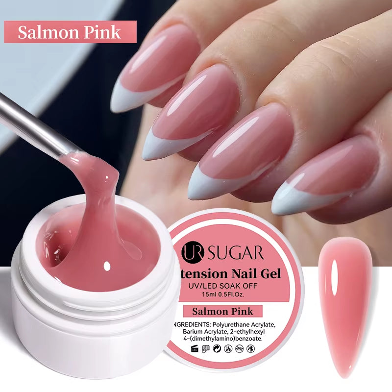 UR SUGAR 15Ml Extension Nail Gel Polish Nails Finger Form Clear Nude Pink Nail Art Camouflage Hard Gel Acrylic Nail Manicur