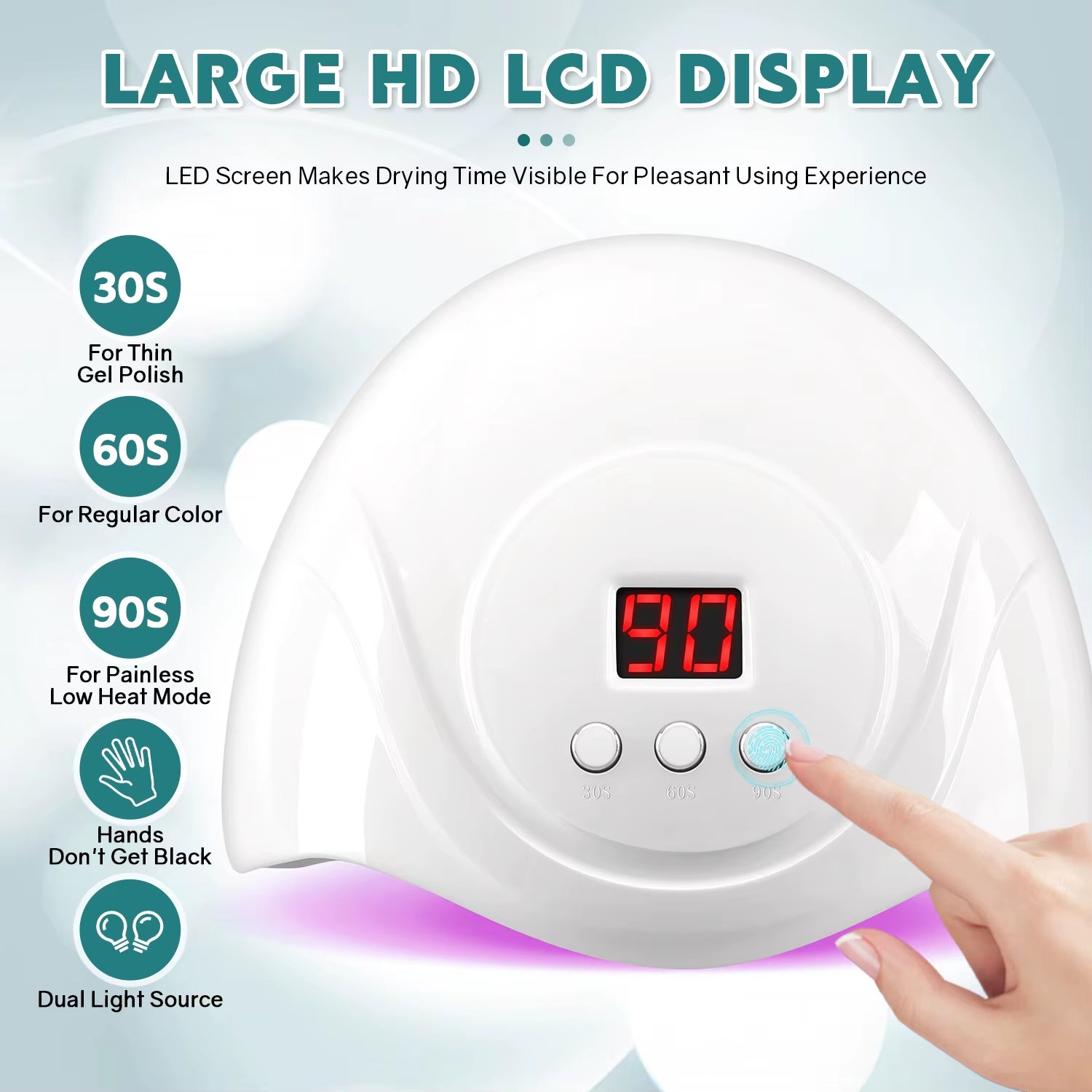 72W UV Nail Lamp Professional 24 Leds Nail Dryer with 3 Timer Settings Quick-Drying Manicure Lamp for Curing All Nails Gel