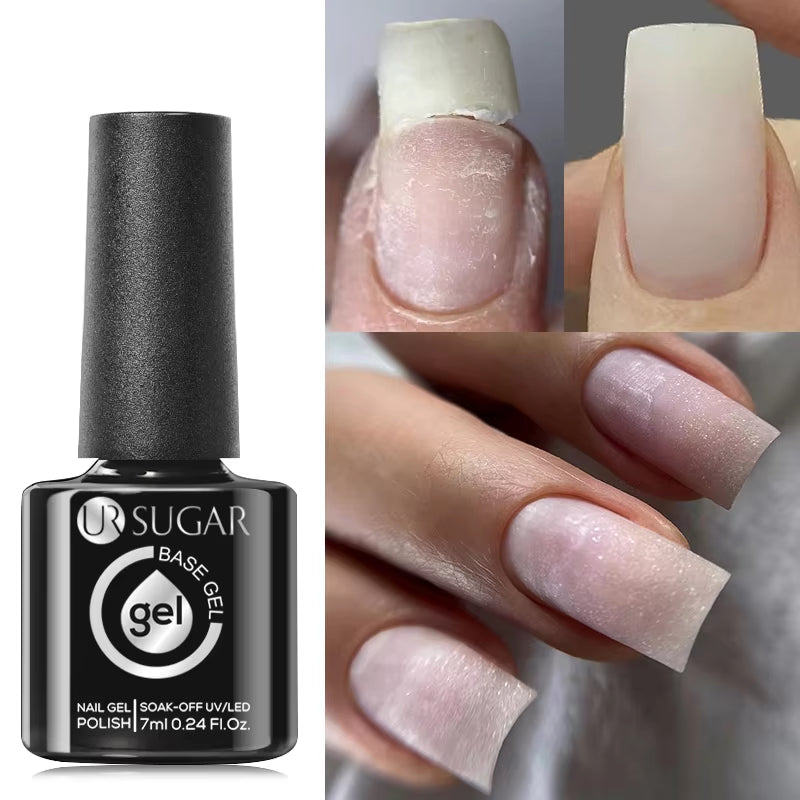 UR SUGAR 7ML Fiber Rubber Base Gel for Broken Nail Repaired Fiberglass Clear Quick Building UV Construction Gel Soak off Varnish
