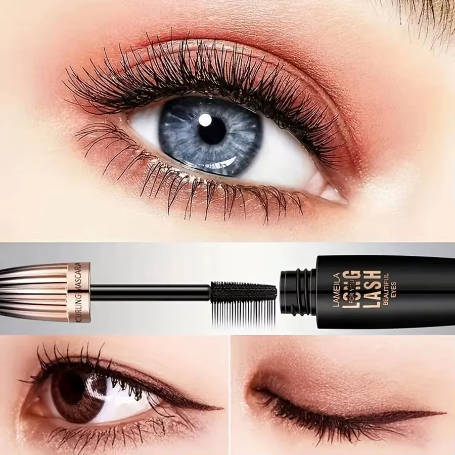 Waterproof 4D Mascara Thick Long Smudge-Proof Plump Encrypted Long-Lasting Curling Large Eye Makeup, Makeup Tools