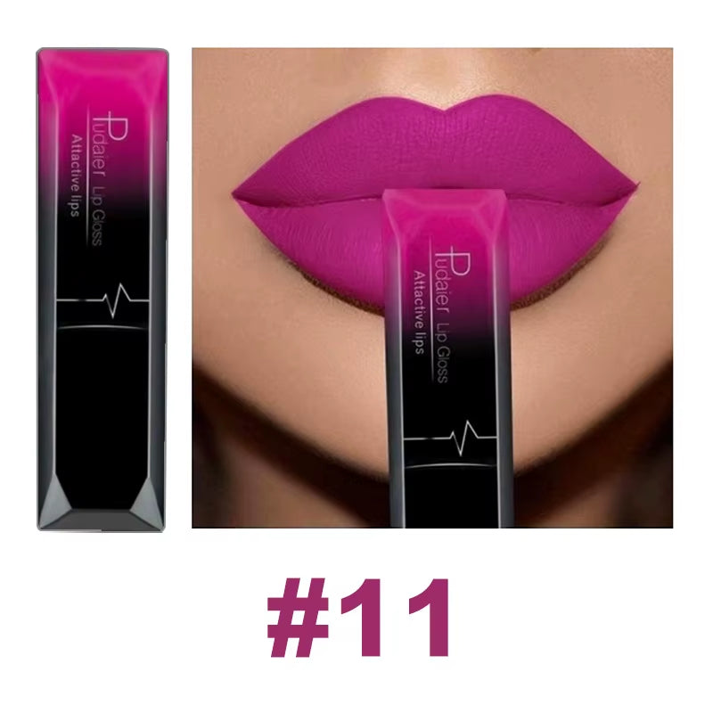 Pudaier 21 Color Lip Gloss Waterproof Matte Liquid Lipstick Moisturizing Lip Gloss Lip Makeup Beauty Cosmetics