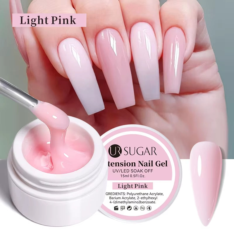UR SUGAR 15Ml Extension Nail Gel Polish Nails Finger Form Clear Nude Pink Nail Art Camouflage Hard Gel Acrylic Nail Manicur