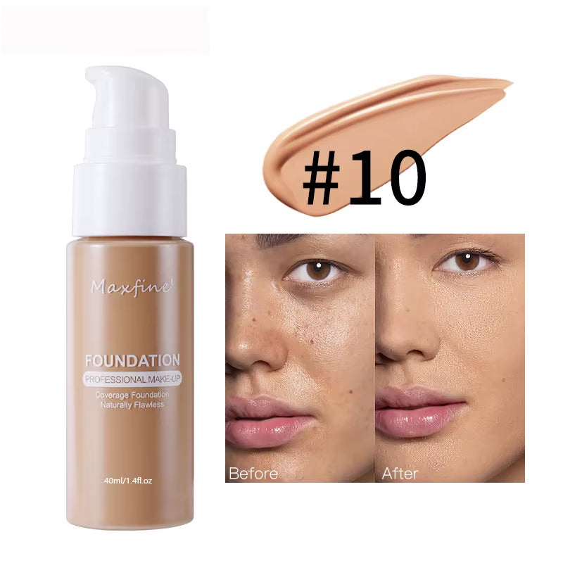 Liquid Foundation Long-Lasting Waterproof Oil Control Moisture Long-Lasting Concealer High Coverage Female Facial Cosmetics
