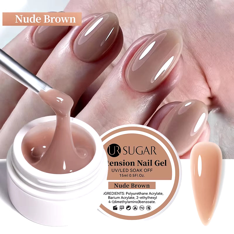UR SUGAR 15Ml Extension Nail Gel Polish Nails Finger Form Clear Nude Pink Nail Art Camouflage Hard Gel Acrylic Nail Manicur