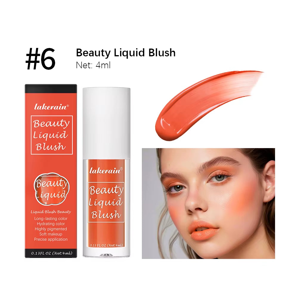 Beauty Liquid Blush Velvet Matte Blusher Face Pigment Lasting Waterproof Natural Cream Cheek Tint Orange Peach Maquiagem 4Ml
