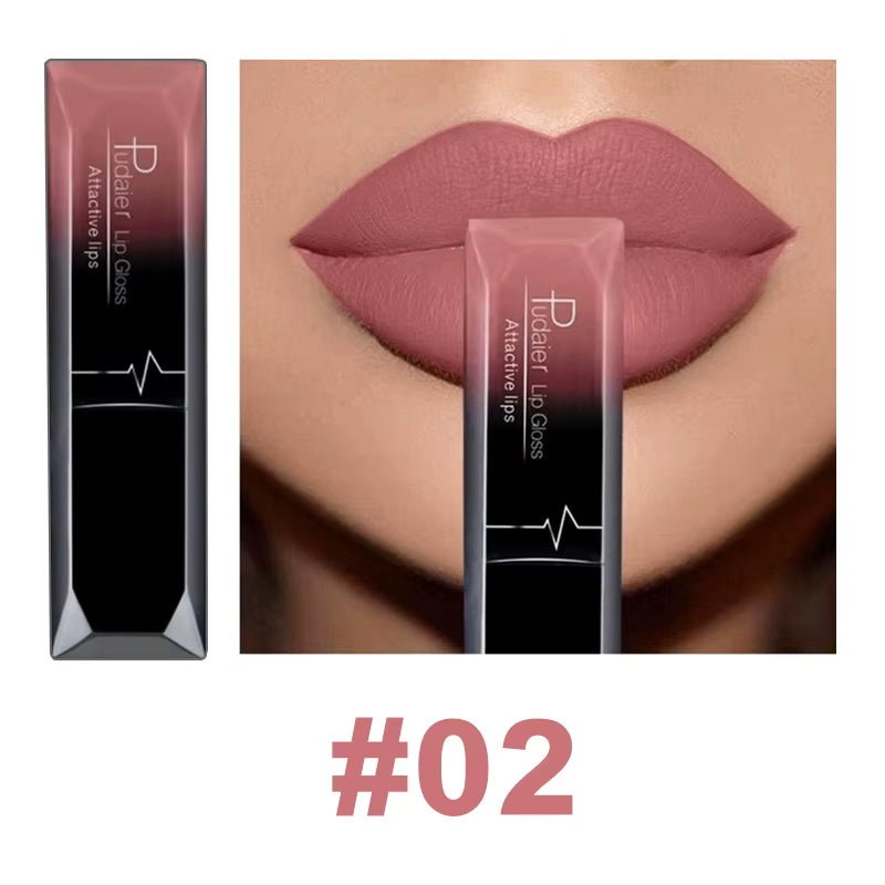 Pudaier 21 Color Lip Gloss Waterproof Matte Liquid Lipstick Moisturizing Lip Gloss Lip Makeup Beauty Cosmetics