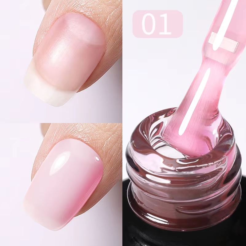 BORN PRETTY Milky Pink Rubber Base Gel Nail Polish Glitter 15Ml Semi-Permanent Varnish Soak off Self Leveling UV LED Gel