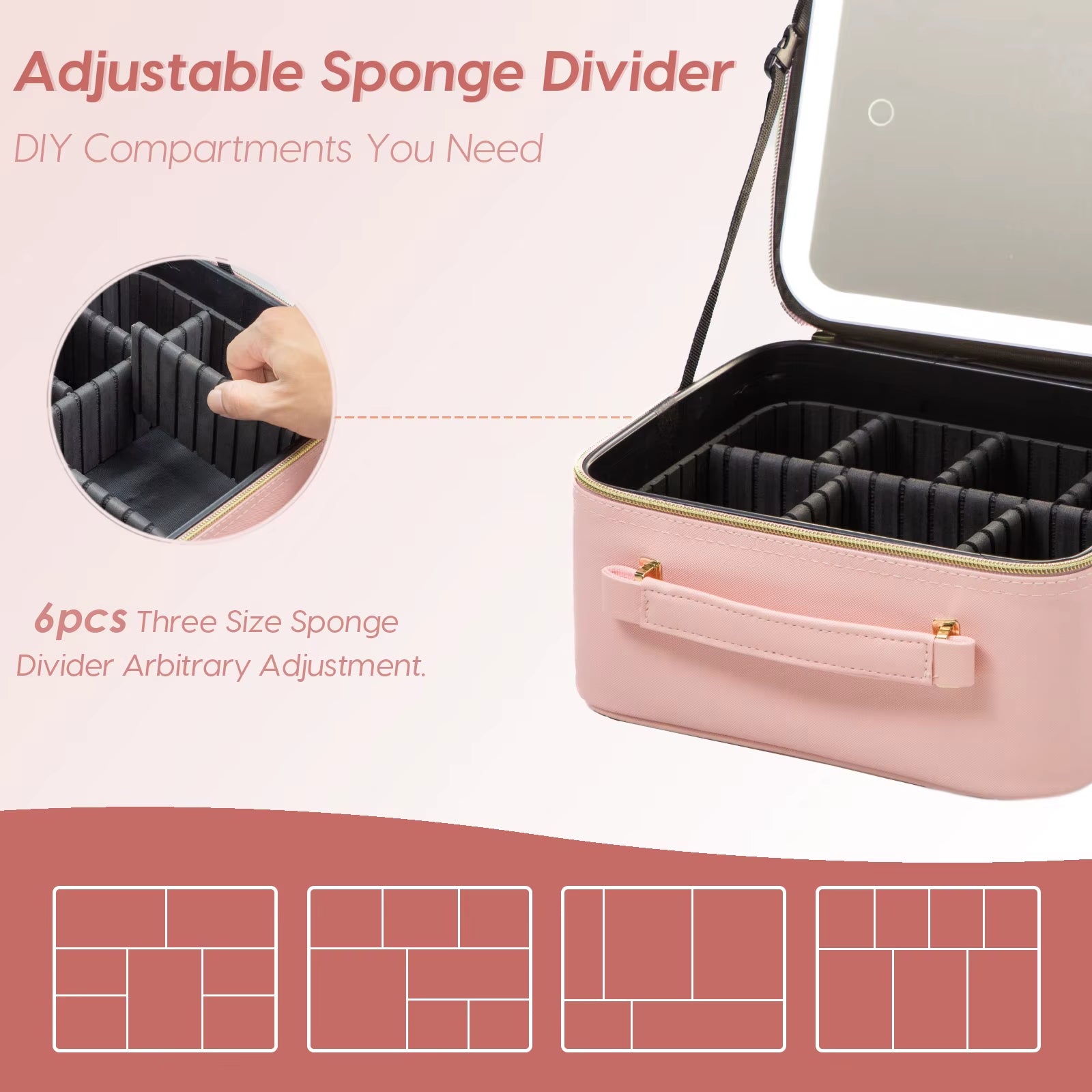 Makeup Bag with Mirror of Smart LED Lighted Women'S Cosmetic Bag Travel Makeup Bag Large Capacity Female Beautician for Women