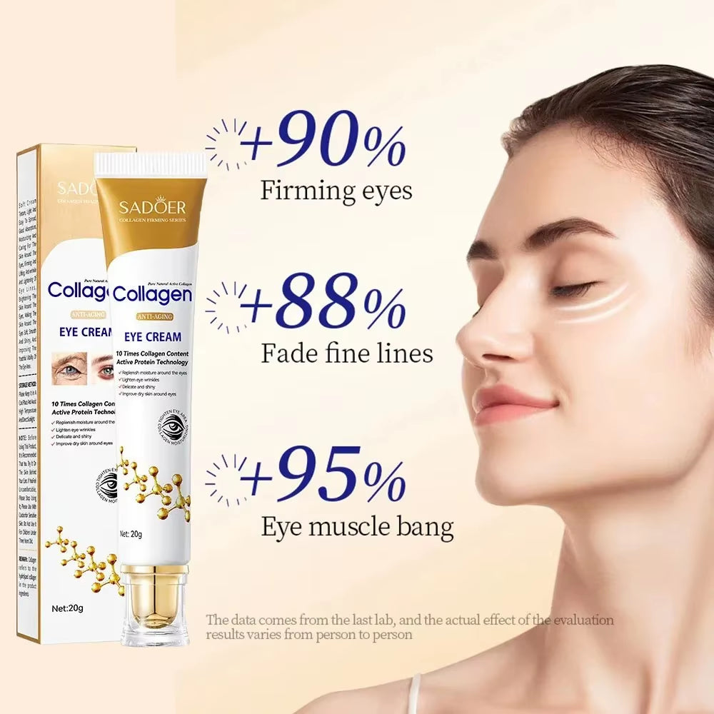 SADOER Collagen Eye Cream Skincare anti Dark Circles Eye Bags Firming Moisturizing Skincare Eyes Cream Skin Care for Eyes