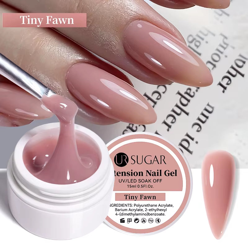 UR SUGAR 15Ml Extension Nail Gel Polish Nails Finger Form Clear Nude Pink Nail Art Camouflage Hard Gel Acrylic Nail Manicur