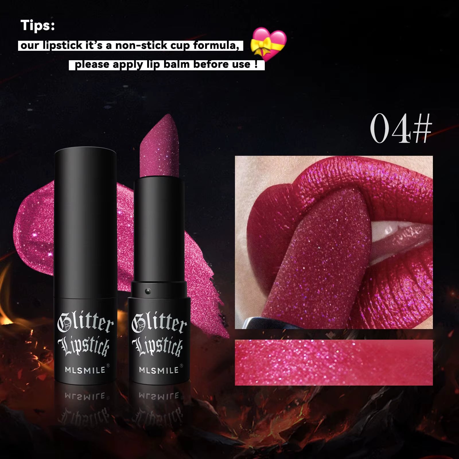 7Colors Glitter Lipstick Waterproof Long Lasting Diamond Pearlescent Metallic Lipstick Black Lipgloss Women Lips Makeup Cosmetic